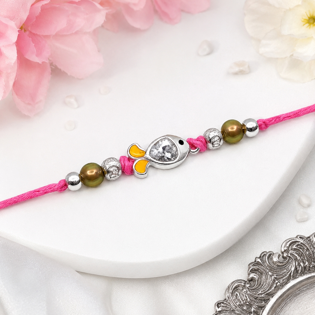 Silver Rakhi Fish Charm Design For Kids